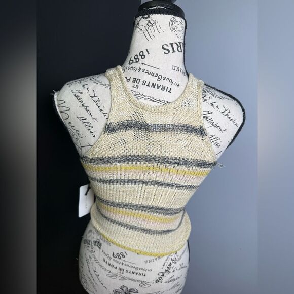 Line & Dot Summer Nights Sweater Tank Top Multi Stripe Beige Yellow S NWT - Picture 3 of 10